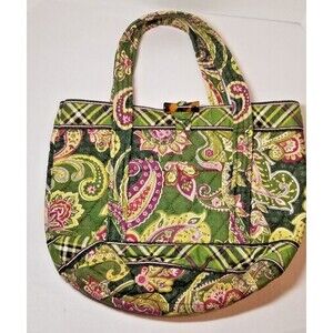 Vera Bradley Green Chelsea Tote Purse Cosmetic Bag Chelsea Retired 10.5"x9"